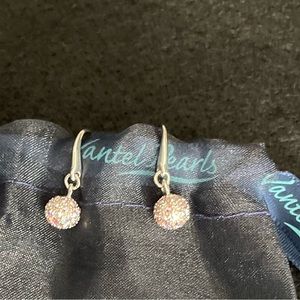 Sterling Silver Vantel Pearl Swarovski Crystal Earrings.